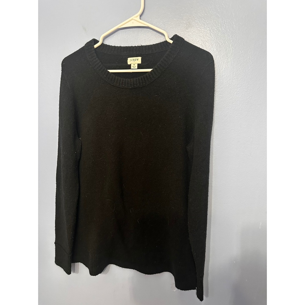 J.Crew Womens Black Extra Soft Wool Blend Crewneck Classic Fit Sweater Medium